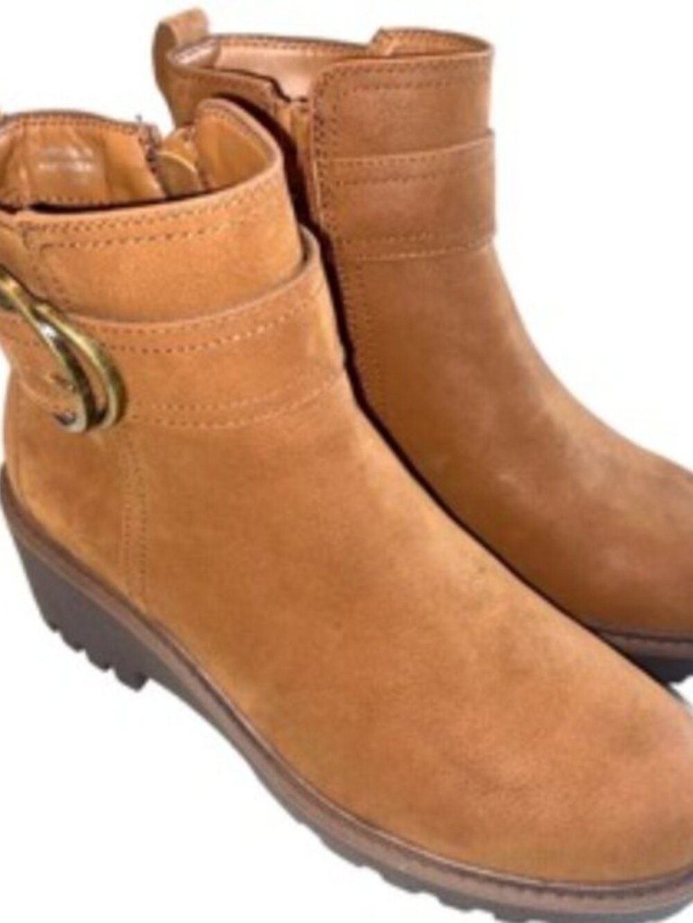 BAMBOO Tan Ankle Boots with Buckle